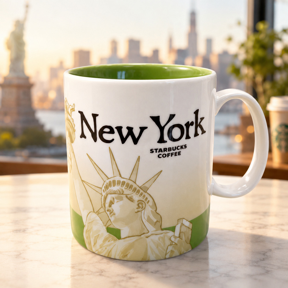 Starbucks New York Icon Collector Series Mug 2009 Statue of Liberty Green 16 oz